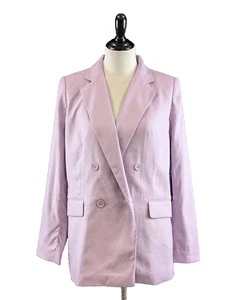 DKNY Lavendel Art Cool zweireihiger Blazer Leinen Rayon Mischung Größe 8 - Bild 1 von 21