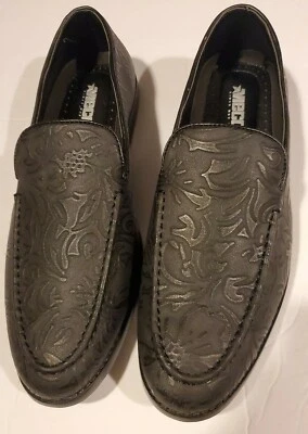 Mocasín sin cordones floral negro Mecca zapatos de cuero sintético talla 8,5 m Foto 1 de 4