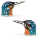 Saturno Sterling Silver and Enamel Kingfisher Cufflinks- Fully Hallmarked
