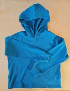 NWT HANNA ANDERSSON THERMAL WAFFLE HOODIE TAPESTRY BLUE SWEATSHIRT 130 8 $40 - Picture 1 of 7