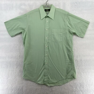 Camisa Bill Blass Signature Para Hombre 15.5 Manga Corta Verde Abotonada 1 Bolsillo Foto 1 de 4