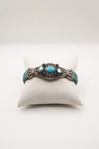 Carolyn Pollack Sterlingsilber Armband Türkis Amethyst türkis Leder GRATIS Sh - Bild 1 von 6