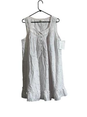 NUEVO Camisón de Ballet Eileen West Floral Encaje Algodón Blanco Delicado Femenino Grande Foto 1 de 4