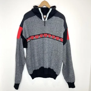 Obermeyer Whistler Pullover Sweater Jacket Mens XL Windbreaker Gray Red Wool - Picture 1 of 7
