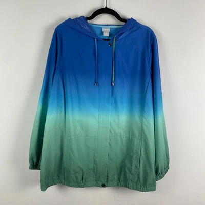Chaqueta con Capucha Chicos Zenergy UPF Ombre Talla 3 US XL Athleisure Azul Verde Foto 1 de 4