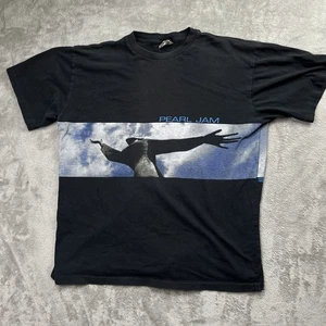 Vintage 1998 PEARL JAM Yield Tour Cities Wraparound Print Black Tee Shirt XL - Picture 1 of 7