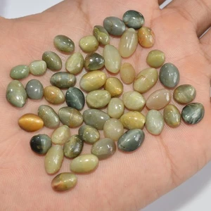 45Pcs 111Cts Natural Cat Eye Cabochon Back Unpolished Stone 10x5 5x3mm #16850 - Picture 1 of 5