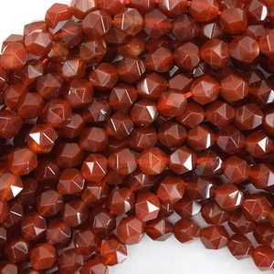 Cuentas redondas de cornalina roja facetada corte estrella piedra preciosa 14" hilo 6 mm 8 mm 10 mm - Imagen 1 de 3
