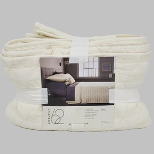 Edredón jersey de algodón Project 62 punto triángulo crema King OEKO TEX 104 pulgadas x 92 pulgadas - Imagen 1 de 10