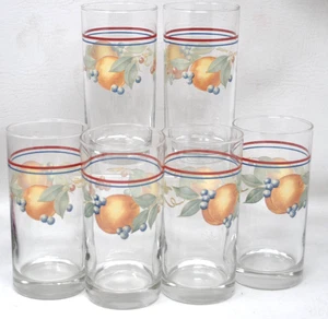 Vintage Corelle Abundance 16 oz. Drinking Cooler Glasses Tumblers Fruit Set 6 - Picture 1 of 2