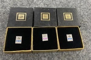 3 General Motors GM Employee 1 / 10K White Gold 1 Ruby 2 Sapphires  Tie Pins - Picture 1 of 3