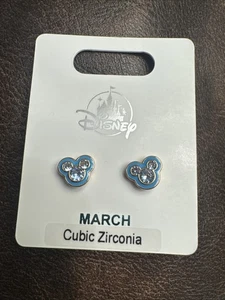 2025 Disney Parks Mickey Mouse Ear March Birth Month Cubic Zirconia Earrings - Picture 1 of 4