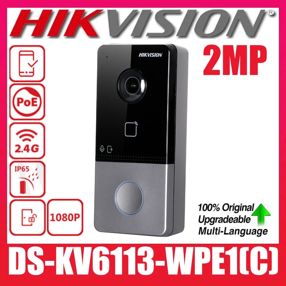Hikvision DS-KV6113-WPE1(C) Door Station 2MP IP Video Intercom Doorbell PoE WiFi
