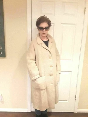 Vtg I Magnin 4 Zelinka Matlick Tweed Mohair  Trench Coat Duster M Meghan Markle  - Image 1 of 4