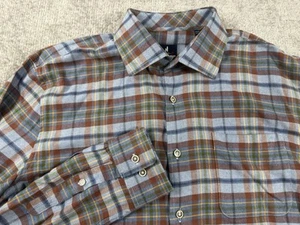 Johnnie-O Top Shelf Mens Medium Blue Plaid Long Sleeve Button Down Flannel Shirt - Picture 1 of 7