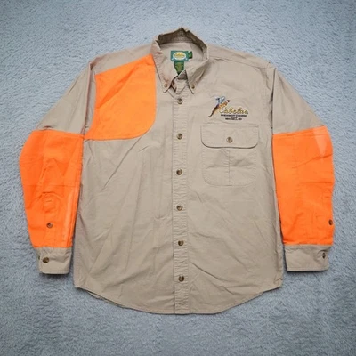 Cabelas Hunting Shirt Mens M Beige Blaze Orange Pheasant Shooting Mitchell SD - Image 1 of 4