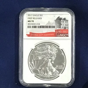 2017 American Silver Eagle Gem Perfect NGC MS70 First Releases E8215 - Picture 1 of 4