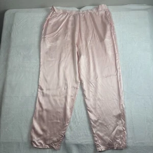 VTG Pink Silk Loose Fit Drawstring Waist Comfy Lounge Pants Womens Large - Picture 1 of 11