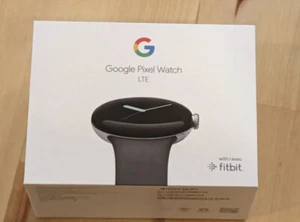 Google Pixel Watch LTE 41mm Polished Silver Stainless Steel Case, Charcoal Band - Zdjęcie 1 z 2