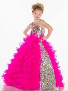 pink Communion Kids Party Princess Pageant Bridesmaid Wedding Flower Girl Dress - Picture 1 of 6