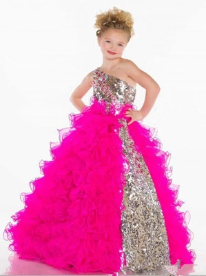 pink Communion Kids Party Princess Pageant Bridesmaid Wedding Flower Girl Dress - Image 1 of 4