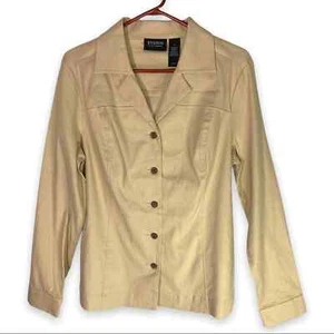 Neu mit Etikett Liz Claiborne Damengröße 6 Leinenmischung Knopfleiste Jacke neutral Karriere - Bild 1 von 9