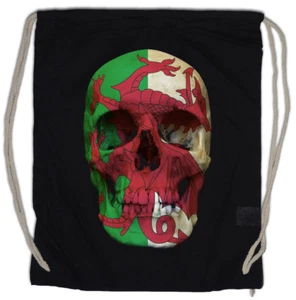 CLASSIC WALES SKULL FLAG Turnbeutel Biker MC Banner Shirt - Picture 1 of 1
