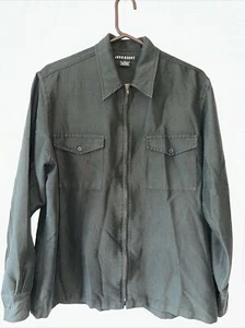 John Henry Men's Large Lightweight Zip Up Shirt Jacket Deep Forest Green EUC - Picture 1 of 7