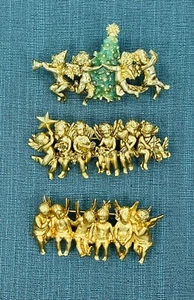 I Am Edgar Berebi  All 3 Vintage All In A row Angels Pins For One Price - Picture 1 of 12