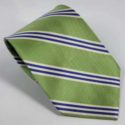 J. Corbata de seda Crew verde menta azul blanco rayas hombre 58 x 3,5 Foto 1 de 4