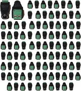100 PCS Cat5/6 Cable Female DC Jack Connector with Screw Terminal 5.5mm x 2.1mm - Picture 1 of 5