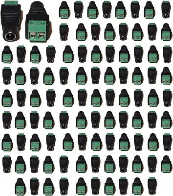 100 PCS Cat5/6 Cable Female DC Jack Connector with Screw Terminal 5.5mm x 2.1mm  - Image 1 of 4