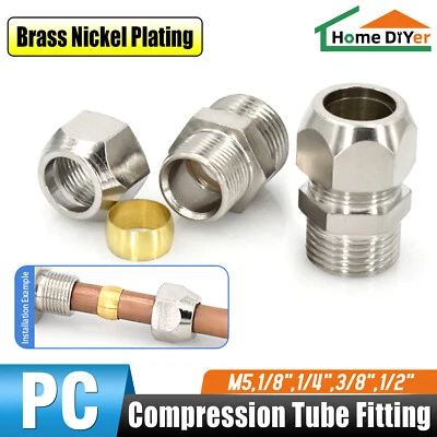 4-16mm Straight Compression Equal Fittings Oil Pipe Connectors Copper Pipe - Image 1 of 4