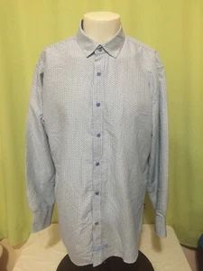 English Laundry Men’s White Blue LS Button Front Shirt Size Large Polyester - Picture 1 of 5