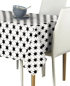 Black & White Starlight Fabric Tablecloths - Assorted Sizes Available - Picture 1 of 1