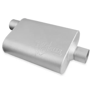 Silenciador de calle ovalado aluminizado FlowMonster de 2 cámaras 2,5" desplazado en el centro hacia afuera - Imagen 1 de 7