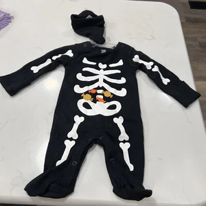 Just One You Made By Carter’s Skeleton with candy in stomach Footie Pjs Size NB - Picture 1 of 10