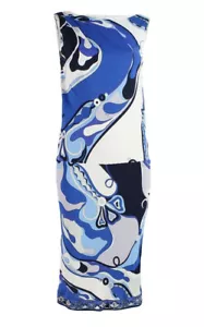EMILIO PUCCI Blue & Lilac Abstract Print Knee Length Dress Size XS IT 38 US 4 - Picture 1 of 12
