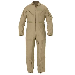 Genuine Issue CWU 27/P Nomex w/o Epaulets w/Knife Pocket Coverall Khaki USA Made - Picture 1 of 7
