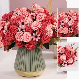 15 Heads Artificial Silk Fake Flowers Bunch Bouquet Wedding Home Party Decor - Picture 1 of 49