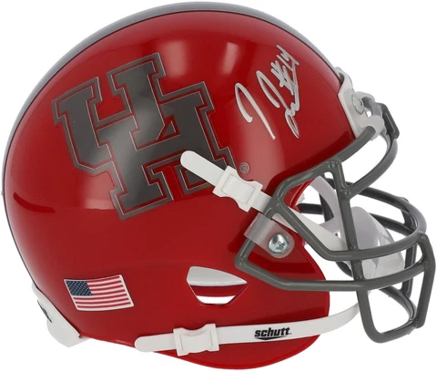Isaiah Johnson Houston Cougars Signed Schutt Red & Gray Mini Helmet Cover