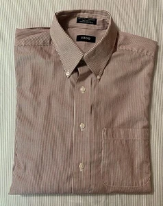 Izod Burgundy Red & White Stripe Dress Shirt 15.5 32/33 Medium 80’s 2-Ply - Picture 1 of 2