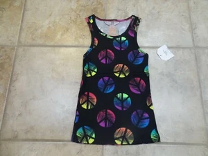 Camiseta sin mangas negra para niñas talla 4-5 con temática de paz y playa *NUEVA CON ETIQUETAS* - Imagen 1 de 2