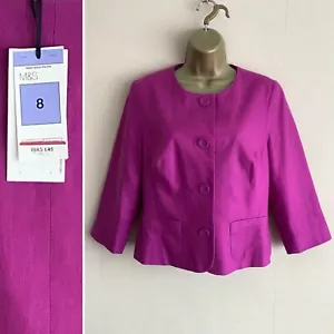 M&S Orchid Pink Linen Jacket Size 8-10 Special Occasional . BNWTS - Picture 1 of 8