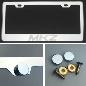 MKZ Laser Engraved Polish Stainless Steel License Plate Frame Chrome Screw Cap - Imagen 1 de 12