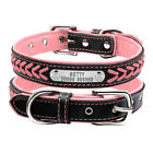 Braided Leather Personalized Dog Collar and Leash Set with Custom Engraved Tag