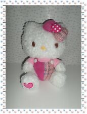 Peluche Doudou Hello Kitty Articulée Fourrure Blanche Tweed Rose 28 cm  Sanrio