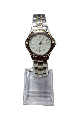 Reloj Wenger Mujer Suizo Plata Oro WR 100M Fecha Extensión Banda Batería Nueva Foto 1 de 4