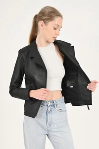 ALiN - Women's Leather Jacket Alexa: Jacket Size Measurements in the Picture - Afbeelding 1 van 8