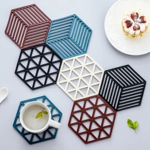 Sottobicchieri esagonali in silicone per stoviglie tazza tappetino tovaglietta isolamento termico - Foto 1 di 20